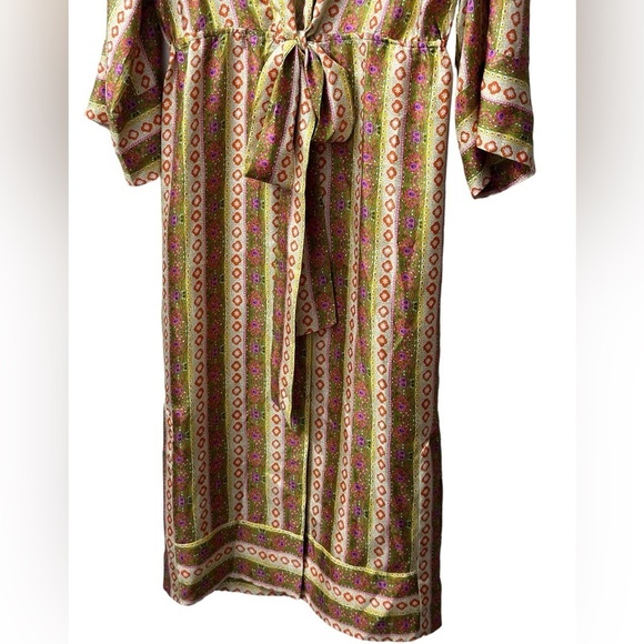 Sandro Striped Kaftan Midi Silk dress Size 36 US size 4 - Picture 6 of 17